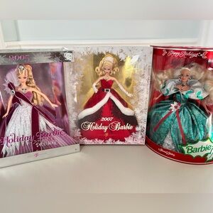 3 Barbies, Holiday Collection 2007, 2005, 1995